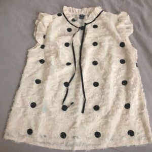 SHEIN, ivory top with black polka dots, size S (4)